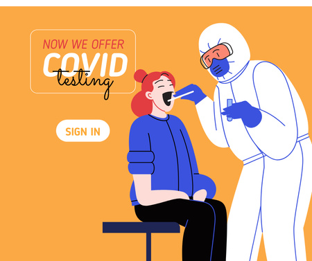 Designvorlage Coronavirus Testing Offer with Girl in Clinic für Facebook