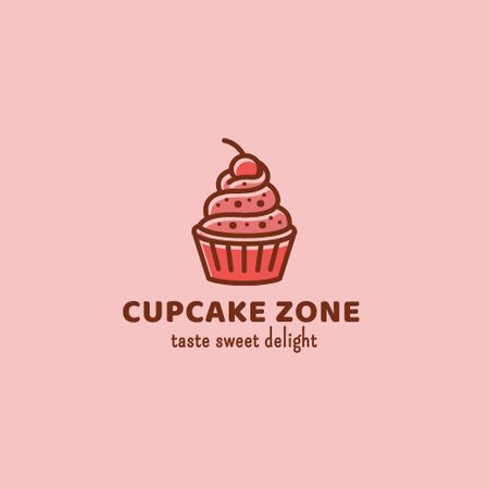 Bakery Ad with Cute Cupcake Character Logo Design Template