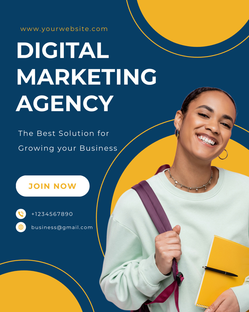 Template di design Digital Marketing Agency Service Offering with Young African American Instagram Post Vertical