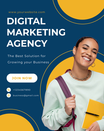 Digital Marketing Agency Service Offering with Young African American Instagram Post Vertical Design Template