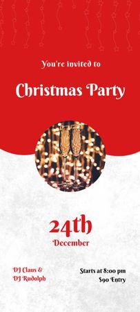 Christmas Party Announcement with Festive Garland Invitation 9.5x21cm Design Template