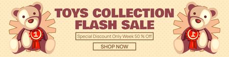 Platilla de diseño Flash Sale of Toy Collection with Teddy Bear Twitter