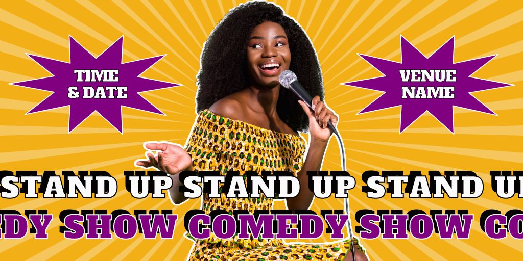 Announcement of Comedy Show with African American and Stars Twitter Design Template