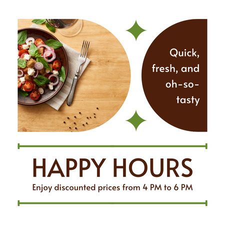 Happy Hours Ad with Offer of Fresh and Quick Food Instagram AD Design Template