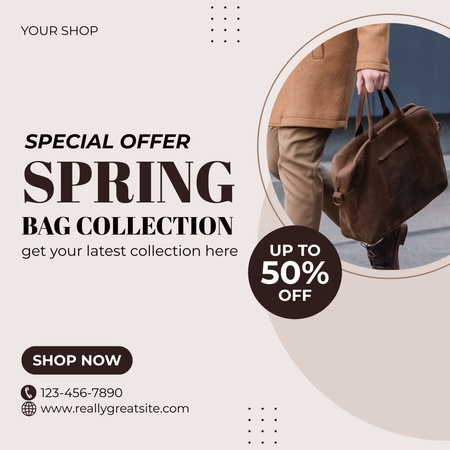 Spring Sale of Bags Instagram AD Design Template