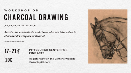 Drawing Workshop Announcement Horse Image FB event cover Design Template