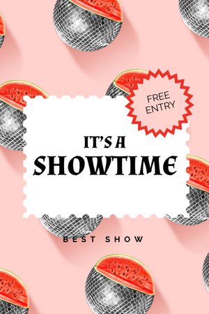 Showtime Announcement with Disco Ball Flyer 4x6in Design Template