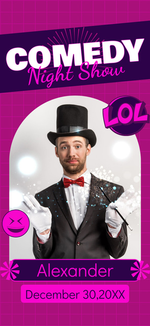 Comedy Show Promo with Magician Snapchat Geofilter Design Template