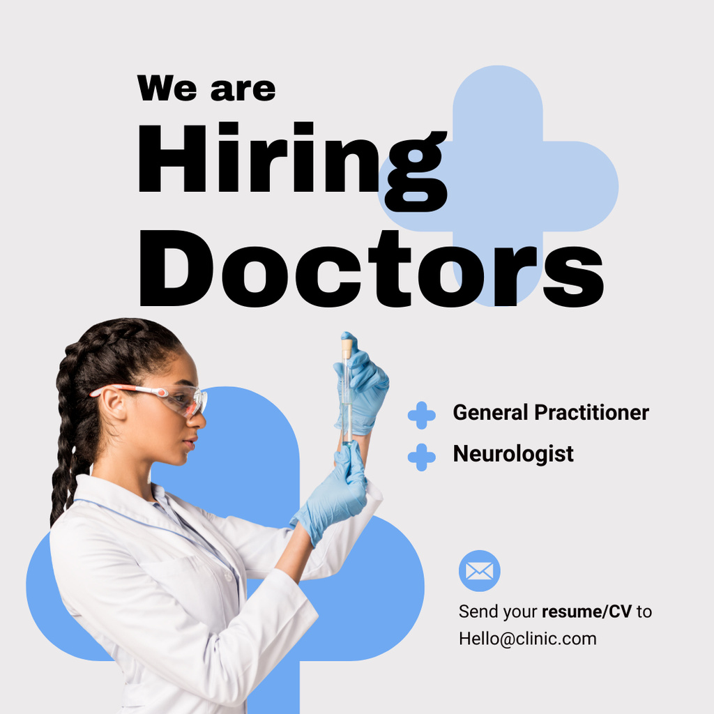 Template di design Vacancy Ad with Beautiful Woman Doctor Instagram