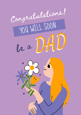 Template di design Messaggi di congratulazioni per il futuro papà in viola Postcard A5 Vertical