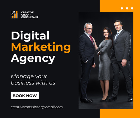 Team of Digital Marketing Agency Facebook – шаблон для дизайну