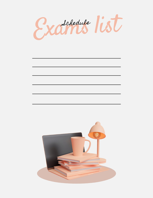 Exam Schedule List Notepad 8.5x11in Design Template