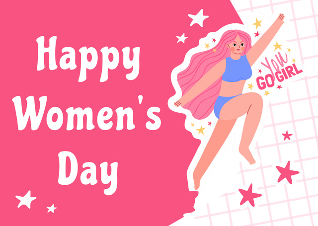 Illustration of Inspired Woman on Women's Day Card Design Template