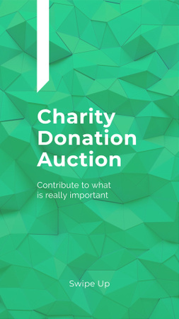 Charity Event Announcement on Green Abstract Pattern Instagram Story Šablona návrhu