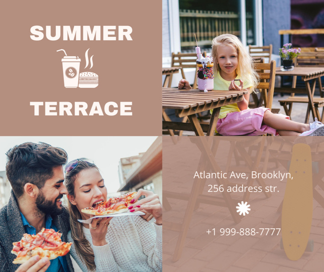 Cafe summer terrace Facebook tervezősablon