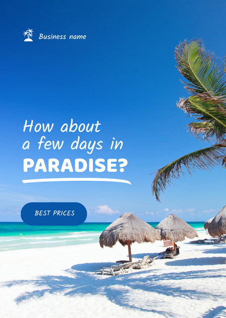 Designvorlage Paradise Vacations Offer With Best Prices für Postcard A6 Vertical