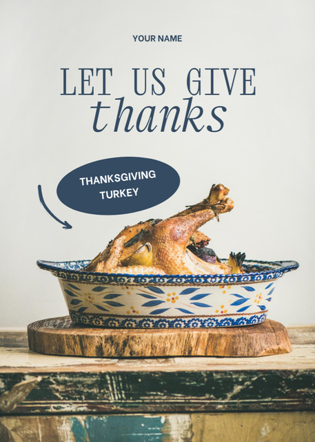 Ontwerpsjabloon van Flayer van Thanksgiving Celebration with Turkey on Table