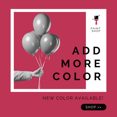Paint Shop Ad with Balloons Instagram Design Template