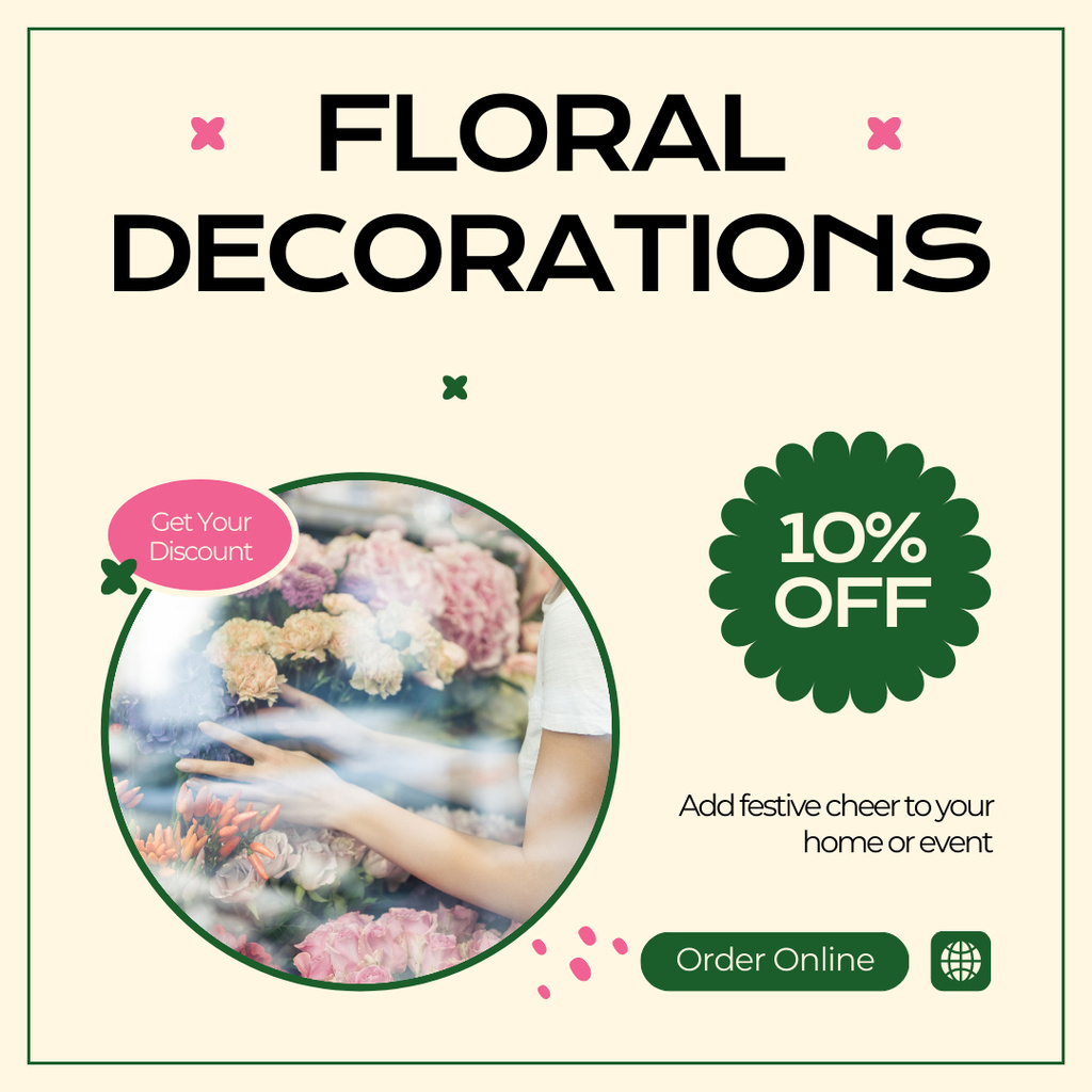 Designvorlage Discount on Festive Floral Event Decoration für Instagram