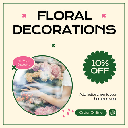 Desconto em decoração floral festiva para eventos Instagram Modelo de Design