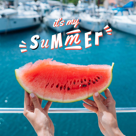 Summer Mood with Juicy Watermelon Instagram Design Template