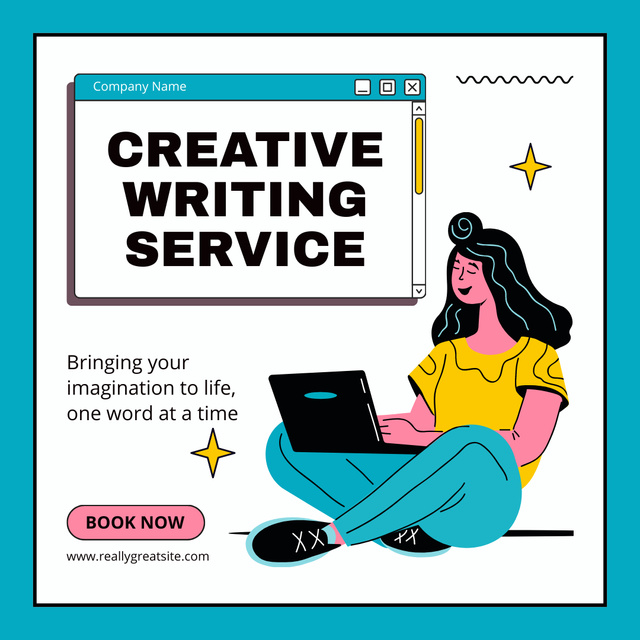 Designvorlage Competent Writing Service Promotion With Booking für Instagram