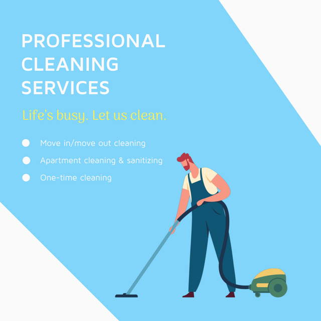 Professional Cleaning Services Offer With Several Options Animated Post Šablona návrhu