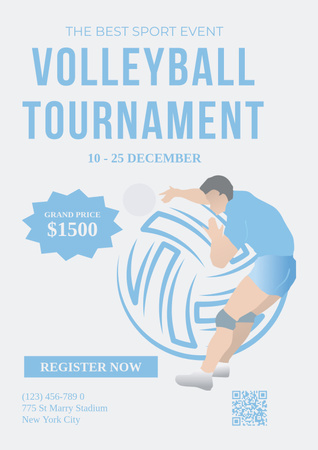 Platilla de diseño Volleyball Tournament Announcement Poster