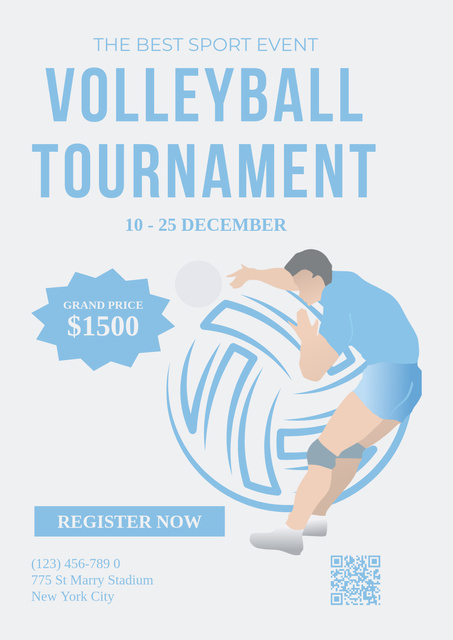 Volleyball Tournament Announcement Poster Design Template