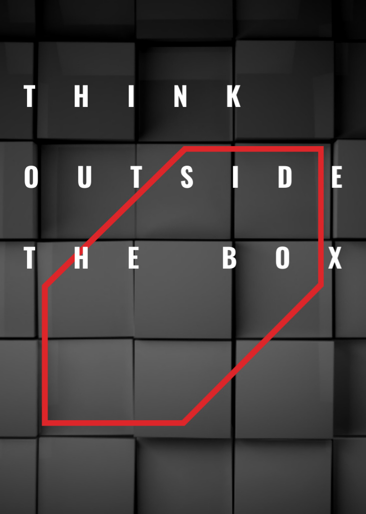 Think outside the box Quote on black tiles Flayer Design Template