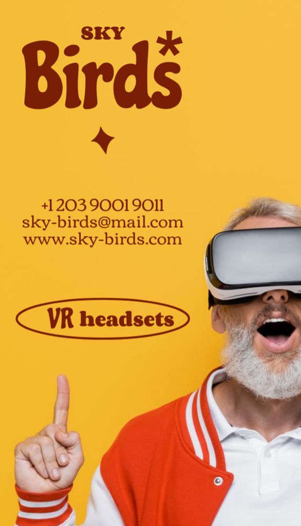 VR Glasses Store Ad on Yellow Business Card US Vertical Modelo de Design