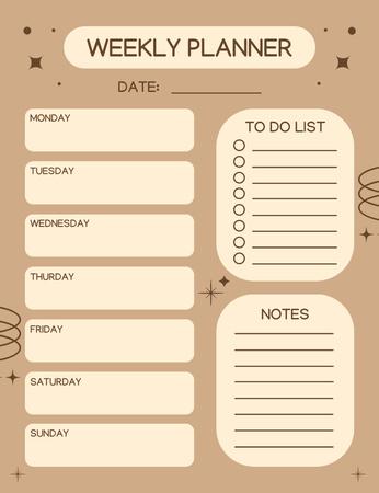 Weekly Notes on Brown Pattern Notepad 107x139mm Design Template