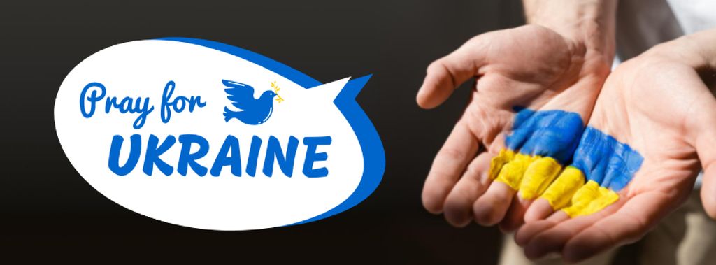 Modèle de visuel Pray For Ukraine Hands - Facebook cover