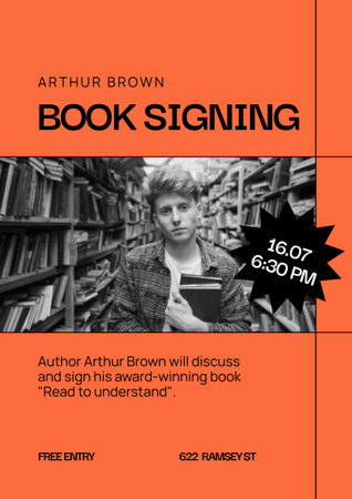 Book Signing Announcement Flyer A4 Design Template