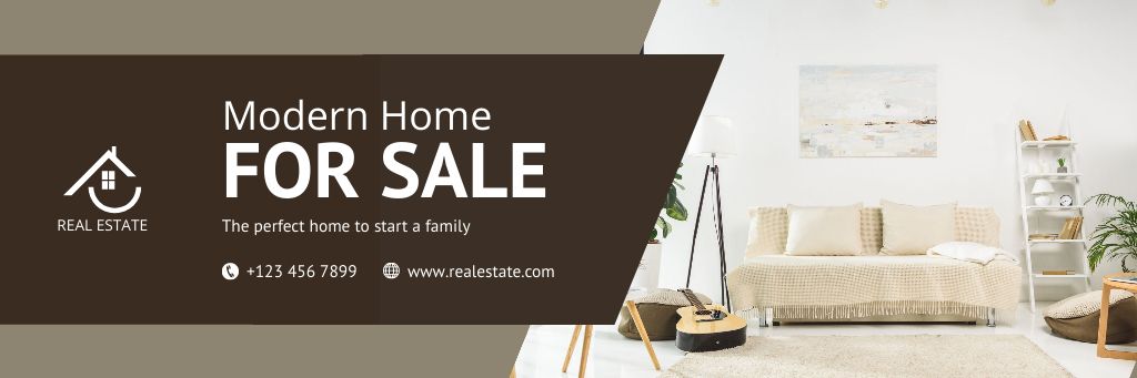 Template di design Modern Home For Sale Brown Header Email header