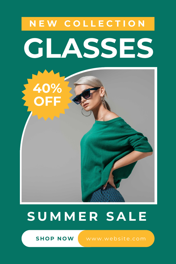 Summer Collection of Glasses Pinterest Design Template