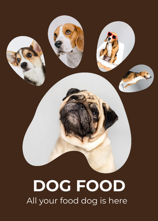 Dog's Food Offer with Collage of Puppies Flayer – шаблон для дизайна