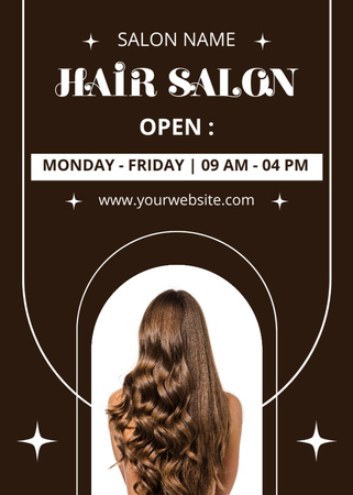 Woman with Curly and Straight Long Hair in Hair Salon Flayer Design Template