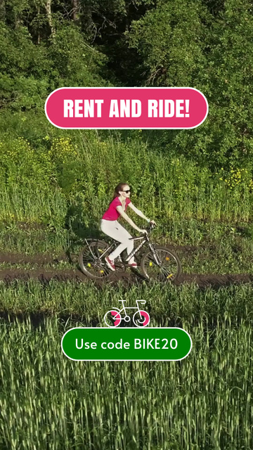 Designvorlage Catchy Slogan And Promo Code For Bike Rental für TikTok Video