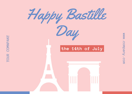 Bastille Day Greetings Card Design Template