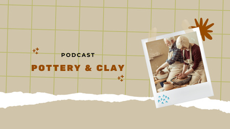 Pottery Podcast Promotion with Cute Elderly Couple in Workshop Youtube Design Template