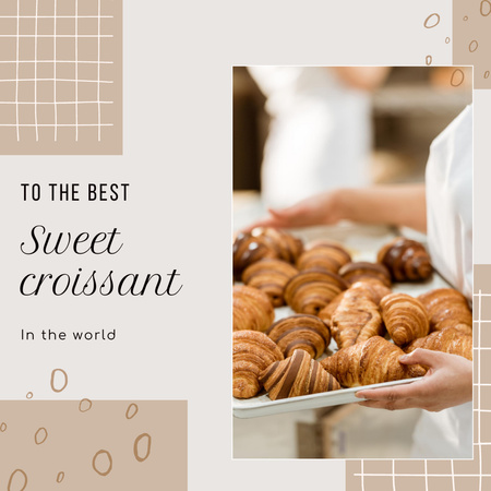 Sweet Fresh Croissants for Bakery Ad Instagram Design Template