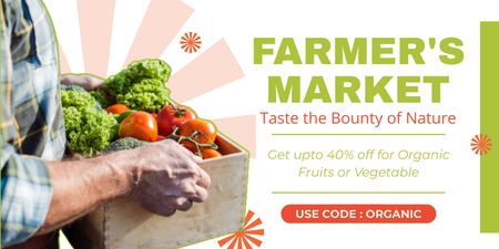 Přírodní potraviny na farmářském trhu Twitter Šablona návrhu