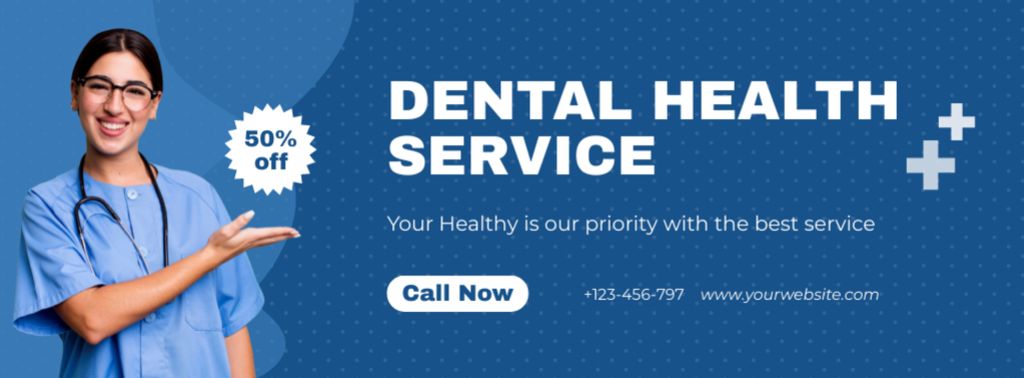 Dental Health Services Offer with Discount Facebook cover Design Template