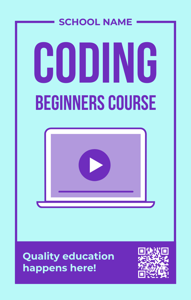 Coding Courses for Beginners Invitation 4.6x7.2in Modelo de Design
