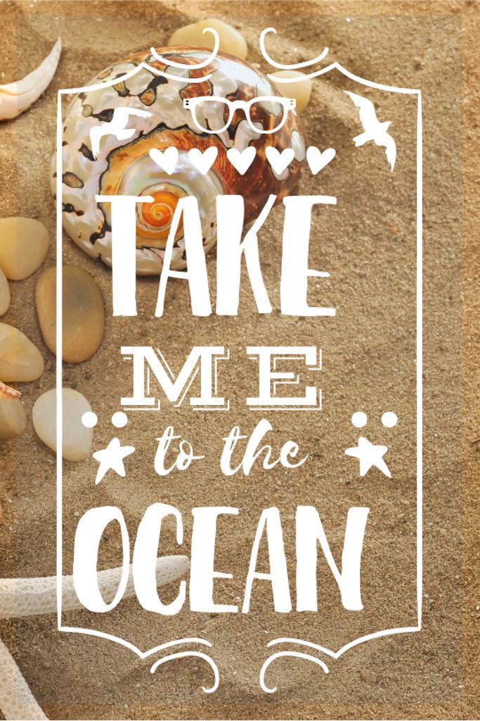 Designvorlage Vacation Theme Shells on Sandy Beach für Tumblr