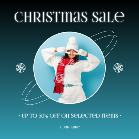 Szablon projektu Christmas Sale of Winter Clothes Blue Instagram AD