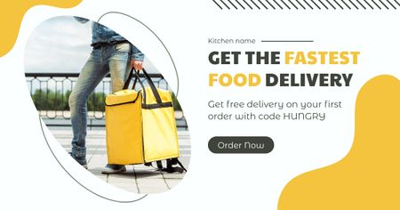 Delivery Man with Thermal Backpack Facebook AD Design Template