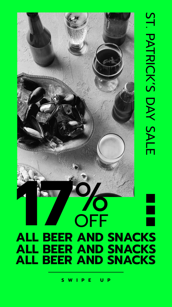 St. Patricks' Day Offer with Drinks on the table Instagram Story Design Template