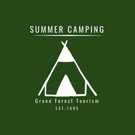 Green Tourism Offer with Tent Logo Design Template